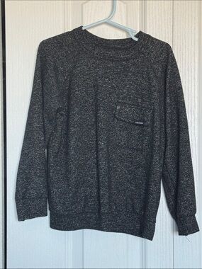 Volcom Kids Size 4 Black White Speckled Pocket Crewneck Sweatshirt